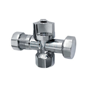 DUAL ISOLATION STOP 1/4 TURN W/NRV & 2 CAPS 1/2" & 3/4" CHROME
