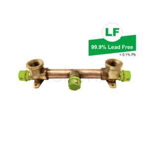 EPS PEX CRIMP W&G DUAL SHOWER ASSEMBLY STRAIGHT LF BRASS 150mm (SIDE ENTRY)
