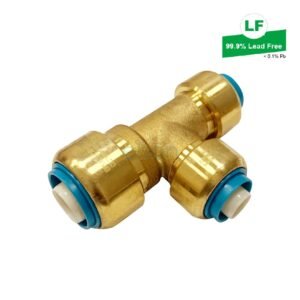 EPS PEX PUSH-FIT NO.27 TEE REDUCED CENTRE+END LEAD FREE BRASS 20x16x16mm