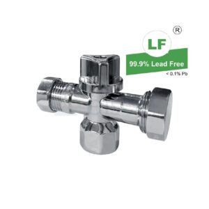 LF DUAL ISOLATION STOP 1/4 TURN W/NRV & 2 CAPS 1/2" & 3/4" CHROME