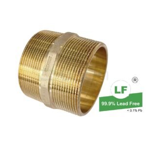 LF NIPPLE HEXAGON 65mm BRASS